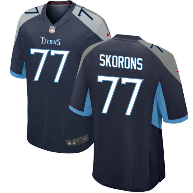 Men's Tennessee Titans #77 Peter Skoronski Navy 2023 Draft Stitched Game Jersey
