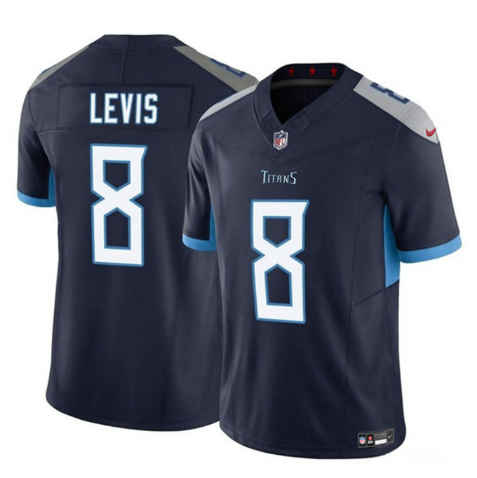 Men's Tennessee Titans #8 Will Levis Navy 2023 F.U.S.E. Vapor Limited Throwback Stitched Football Jersey