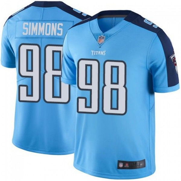 Men's Tennessee Titans #98 Jeffery Simmons Light Blue Stitched Jersey