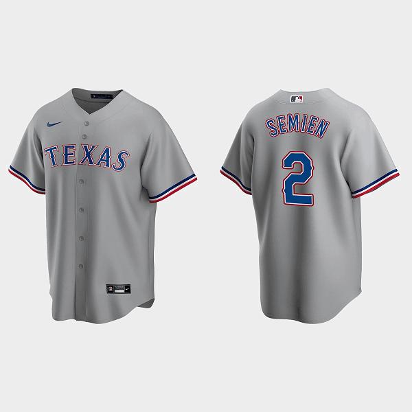 Men's Texas Rangers #2 Marcus Semien Grey Cool Base Stitched Baseball Jersey