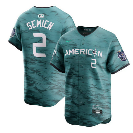 Men's Texas Rangers #2 Marcus Semien Teal 2023 All-Star Stitched Baseball Jersey