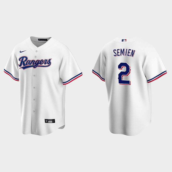 Men's Texas Rangers #2 Marcus Semien White Cool Base Stitched Baseball Jersey