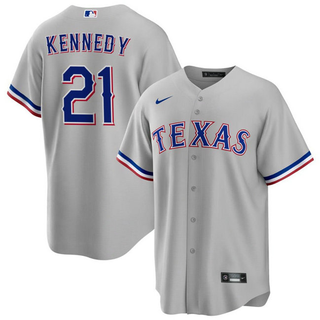 Men's Texas Rangers #21 Ian Kennedy Grey Cool Base Stitched Baseball Jersey