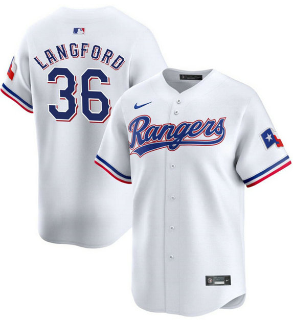 Men's Texas Rangers #36 Wyatt Langford White Home Limited Stitched Baseball Jersey