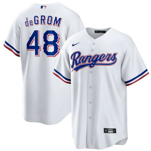 Men's Texas Rangers #48 Jacob DeGrom White Cool Base Stitched Baseball Jersey