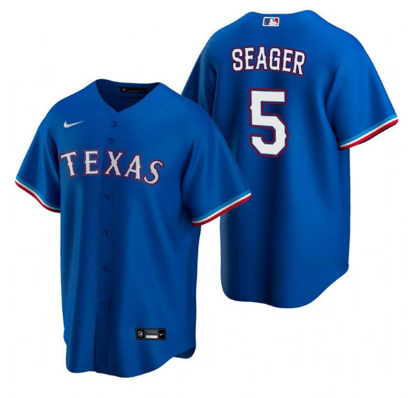 Men's Texas Rangers #5 Corey Seager Blue Cool Base Stitched Baseball Jersey