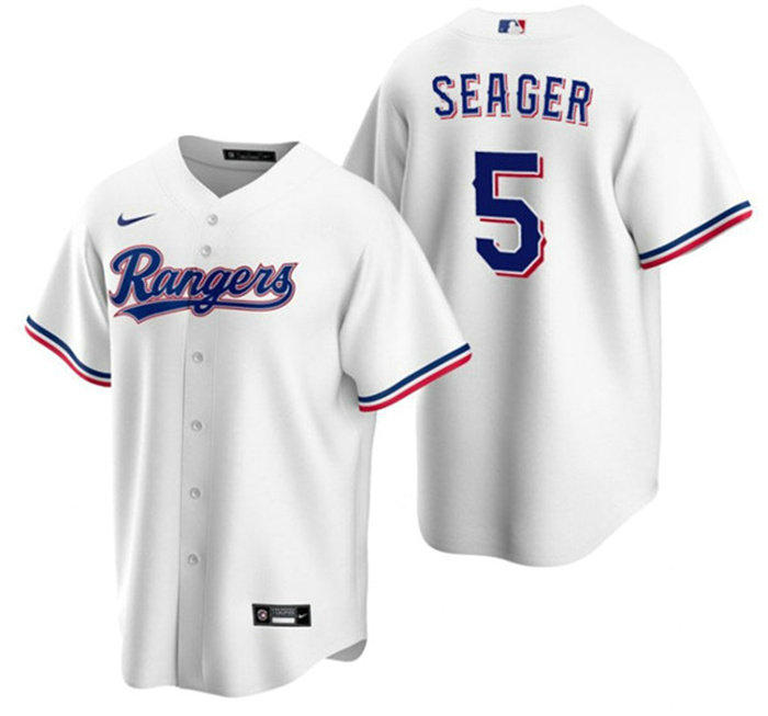 Men's Texas Rangers #5 Corey Seager White Cool Base Stitched Baseball Jersey