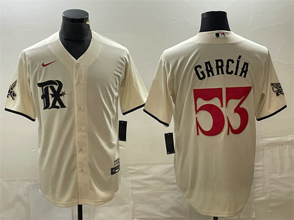 Men's Texas Rangers #53 Adolis García Cream City Connect Cool Base Stitched Baseball Jersey