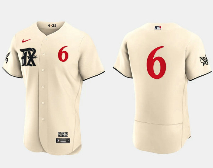 Men's Texas Rangers #6 Josh Jung Cream 2023 City Connect Flex Base Stitched Baseball Jersey