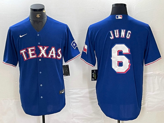 Men's Texas Rangers #6 Josh Jung Royal Cool Base Stitched Baseball Jersey