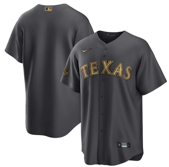 Men's Texas Rangers Blank 2022 All-Star Charcoal Cool Base Stitched Baseball Jersey