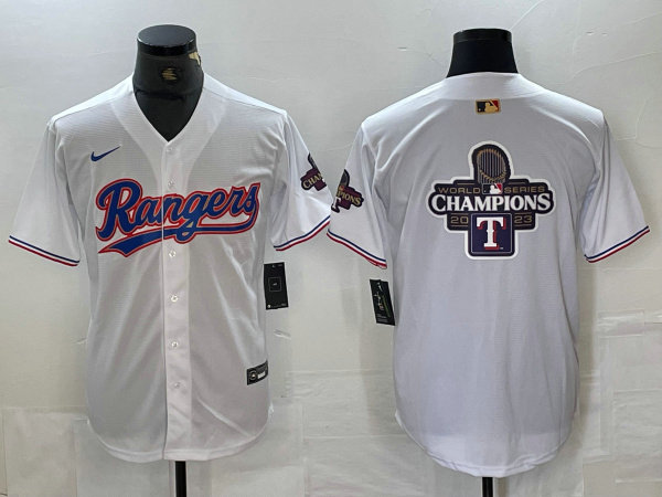 Men's Texas Rangers Team Big Logo White 2024 Gold Collection Cool Base Stitched Baseball Jersey 6