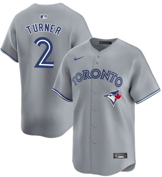 Men's Toronto Blue Jays #2 Justin Turner Grey Away Limited Stitched Jersey