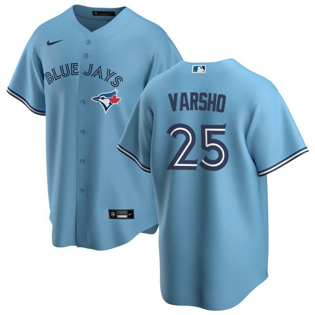 Men's Toronto Blue Jays #25 Daulton Varsho Light Blue Cool Base Stitched Jersey