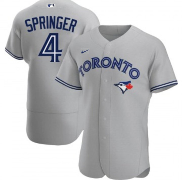 Men's Toronto Blue Jays #4 George Springer Grey Flex Base Stitched Jersey