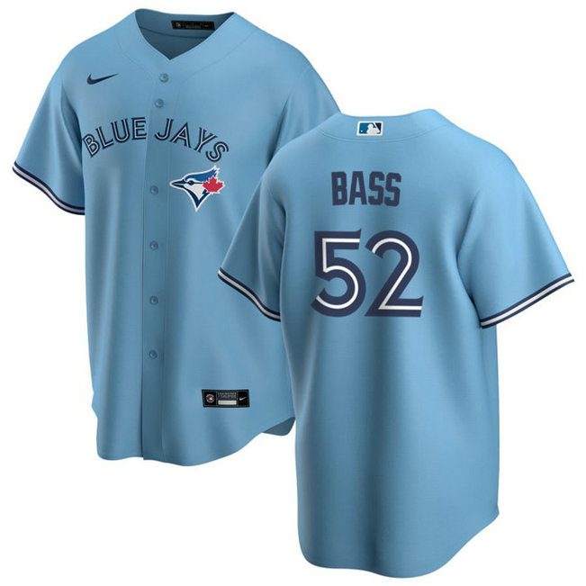 Men's Toronto Blue Jays #52 Anthony Bass Light Blue Cool Base Stitched Jersey