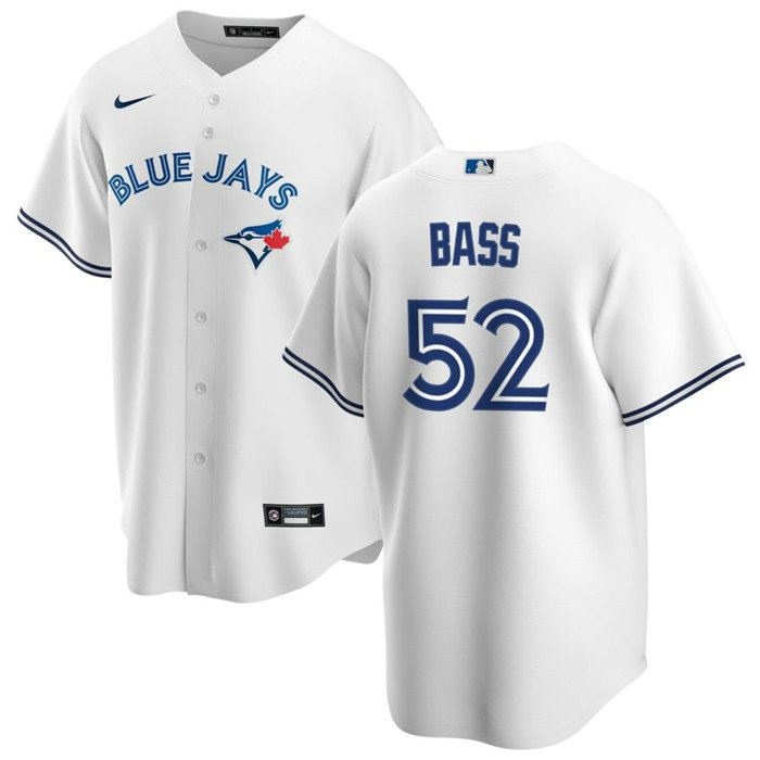 Men's Toronto Blue Jays #52 Anthony Bass White Cool Base Stitched Jersey