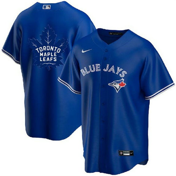 Men's Toronto Blue Jays & Leafs Royal With Royal Leafs Log Cool Base Stitched Jersey