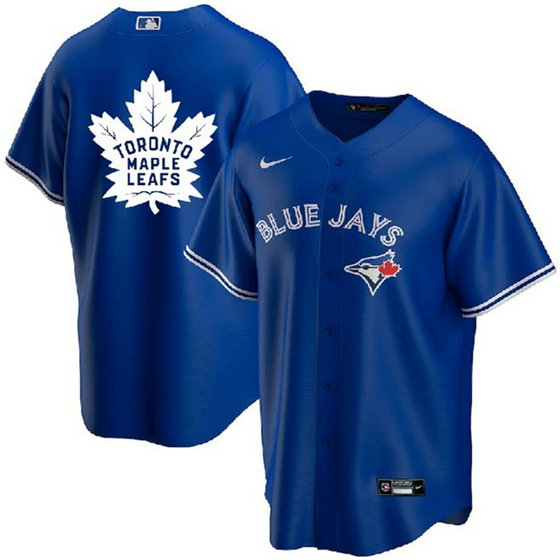 Men's Toronto Blue Jays & Leafs Royal With White Leafs Log Cool Base Stitched Jersey