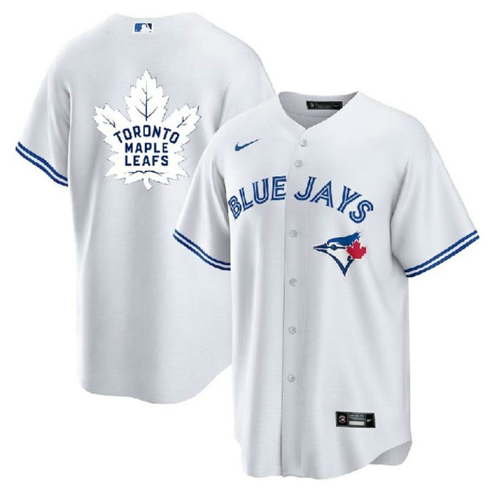 Men's Toronto Blue Jays & Leafs White Cool Base Stitched Jersey