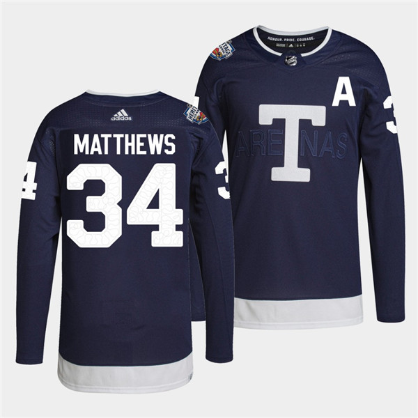 Men's Toronto Maple Leafs #34 Auston Matthews 2022 Heritage Classic Navy Stitched Jersey