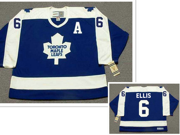 Men's Toronto Maple Leafs #6 Ron Ellis With A Patch Blue With White Throwback CCM Jersey