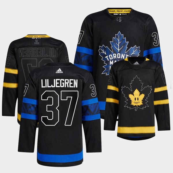 Men's Toronto Maple Leafs Black #37 Timothy Liljegren Alternate Premier Breakaway Reversible Stitched Jersey