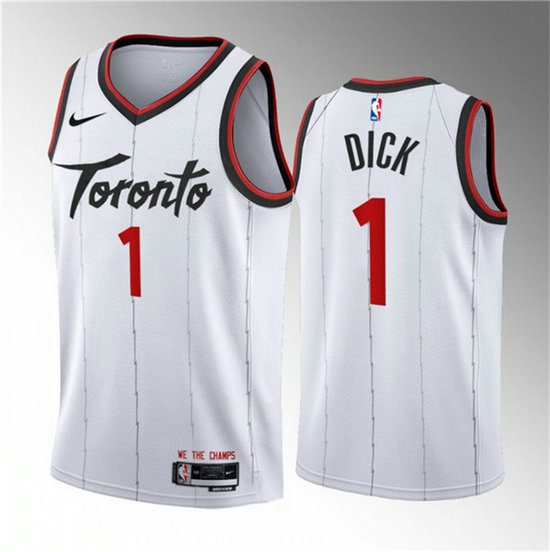 Men's Toronto Raptors #1 Gradey Dick White 2023 24 Association Edition Stitched Basketball Jersey