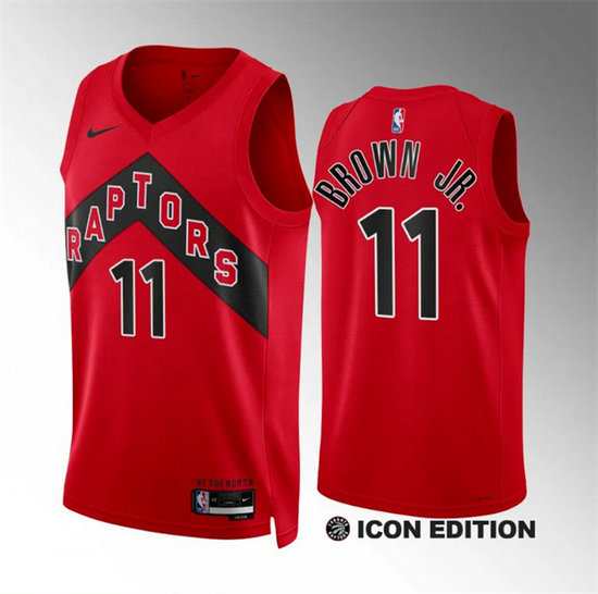 Men's Toronto Raptors #11 Bruce Brown Jr Red Icon Edition Stitched Basketball Jersey