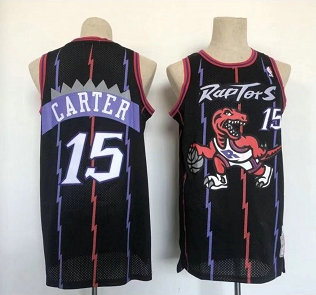 Men's Toronto Raptors #15 Vince Carter Black Throwback Stitched Jersey