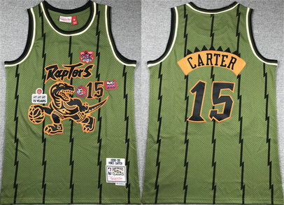 Men's Toronto Raptors #15 Vince Carter Green 1998-99 Throwback Stitched Jersey
