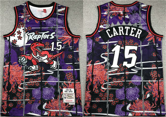 Men's Toronto Raptors #15 Vince Carter Purple Red Throwback Stitched Jersey