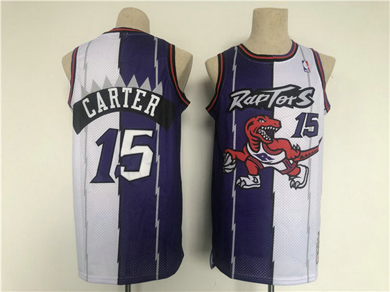 Men's Toronto Raptors #15 Vince Carter White Purple Splite Basketball Jersey