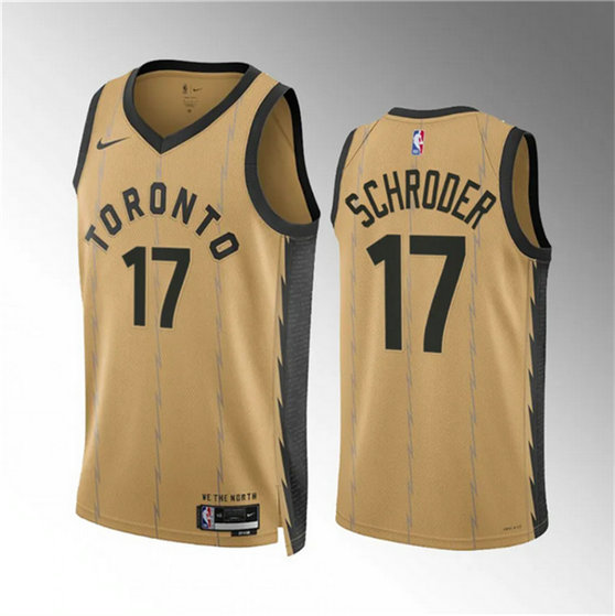 Men's Toronto Raptors #17 Dennis Schroder Gold 2023 24 City Edition Stitched Basketball Jersey