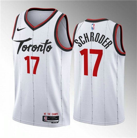 Men's Toronto Raptors #17 Dennis Schroder White 2023 24 Association Edition Stitched Basketball Jersey