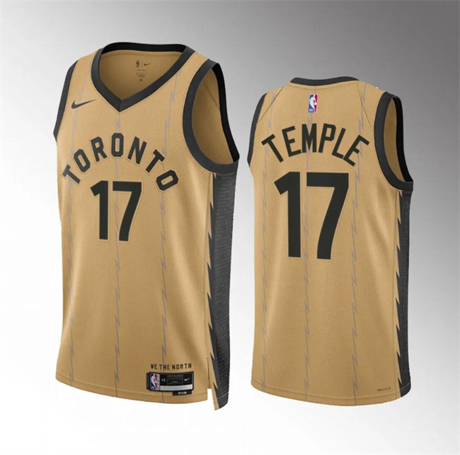 Men's Toronto Raptors #17 Garrett Temple Gold 2023 24 City Edition Stitched Basketball Jersey
