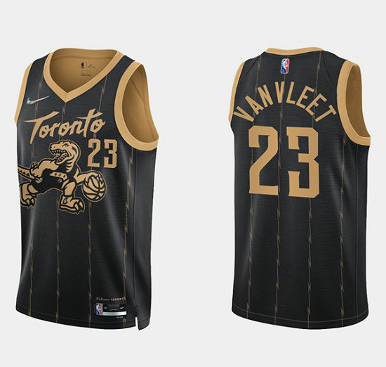 Men's Toronto Raptors #23 Fred Vanvleet 2021 22 City Edition Black 75th Anniversary Swingman Stitched Basketball Jersey