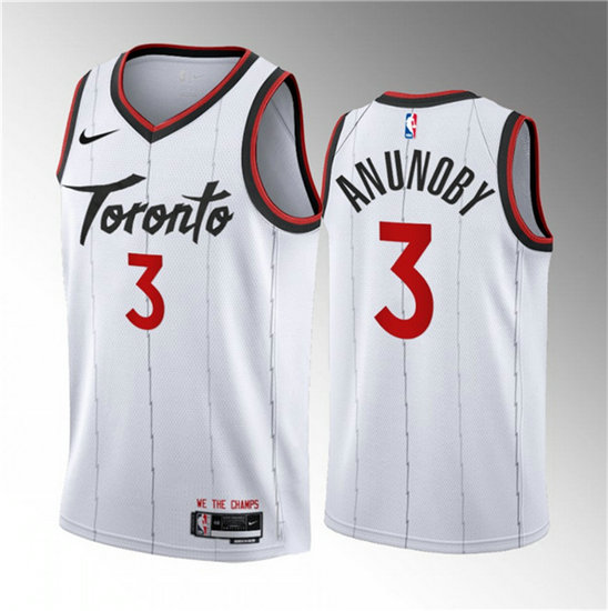 Men's Toronto Raptors #3 O.G. Anunoby White 2023 24 Association Edition Stitched Basketball Jersey