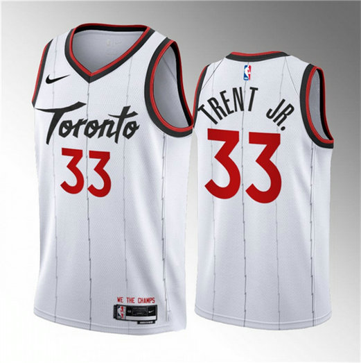 Men's Toronto Raptors #33 Gary Trent Jr. White 2023 24 Association Edition Stitched Basketball Jersey