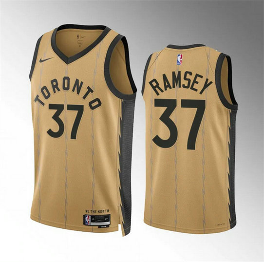 Men's Toronto Raptors #37 Jahmi'us Ramsey Gold 2023 24 City Edition Stitched Basketball Jersey