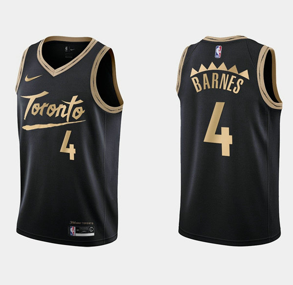 Men's Toronto Raptors #4 Scottie Barnes Black City Edition Swingman Stitched Basketball Jersey