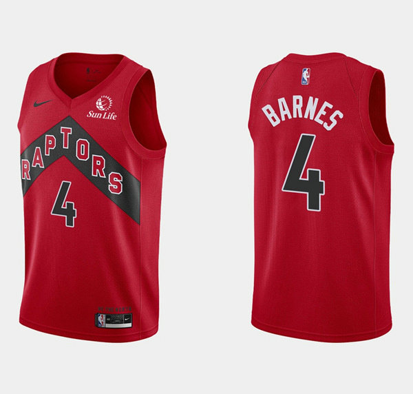 Men's Toronto Raptors #4 Scottie Barnes Red Icon Edition Stitched Basketball Jersey