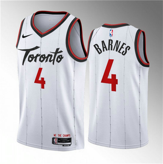 Men's Toronto Raptors #4 Scottie Barnes White 2023 24 Association Edition Stitched Basketball Jersey