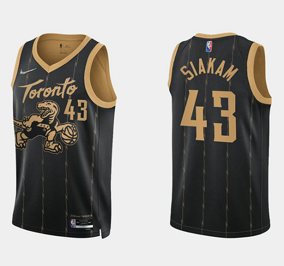 Men's Toronto Raptors #43 Pascal Siakam 2021 22 City Edition Black 75th Anniversary Swingman Stitched Basketball Jersey