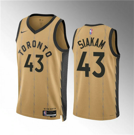 Men's Toronto Raptors #43 Pascal Siakam Gold 2023 24 City Edition Stitched Basketball Jersey