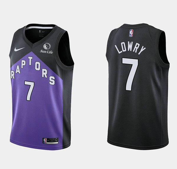 Men's Toronto Raptors #7 Kyle Lowry Purple Black Earned Edition Stitched Basketball Jersey