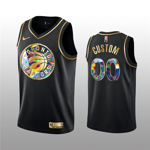 Men's Toronto Raptors Active Player Custom 2021 22 Black Golden Edition 75th Anniversary Diamond Logo Stitched Basketball Jersey