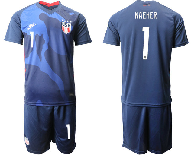 Men's USA #1 Naeher Away Soccer Jersey