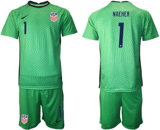 Men's USA #1 Naeher Green goalkeeper Jersey