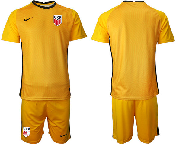 Men's USA Blank Yellow Goalkeeper Jersey